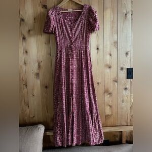 70s Vintage Indian Batik Print Maxi  Dress